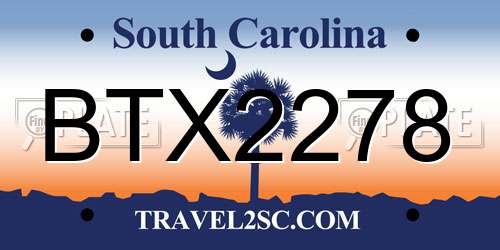 BTX2278 South Carolina License Plate