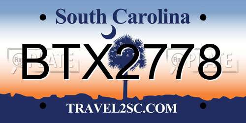 BTX2778 South Carolina License Plate