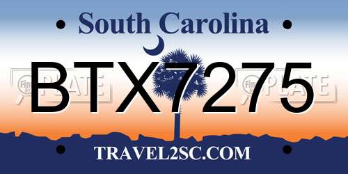 BTX7275 South Carolina License Plate