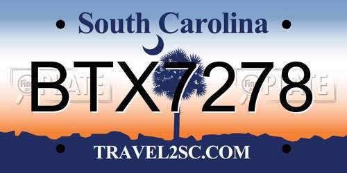 BTX7278 South Carolina License Plate
