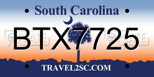 BTX7725 South Carolina License Plate