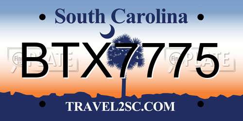 BTX7775 South Carolina License Plate