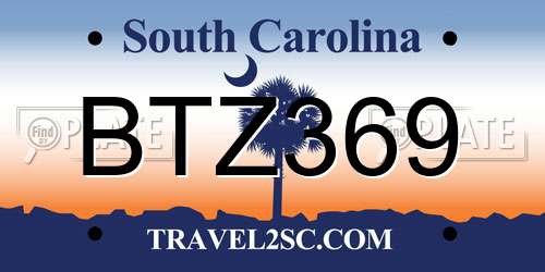 BTZ369 South Carolina License Plate