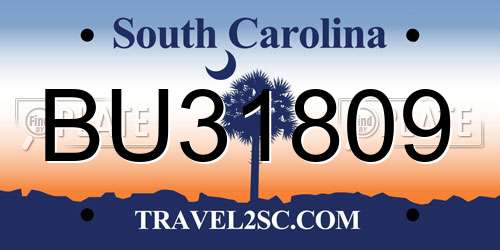 BU31809 South Carolina License Plate