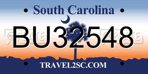 BU32548 South Carolina License Plate