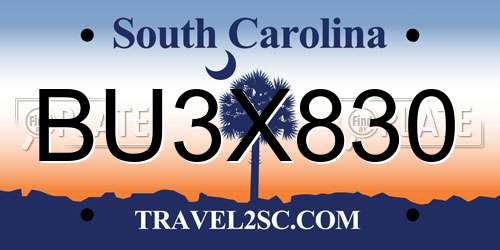 BU3X830 South Carolina License Plate