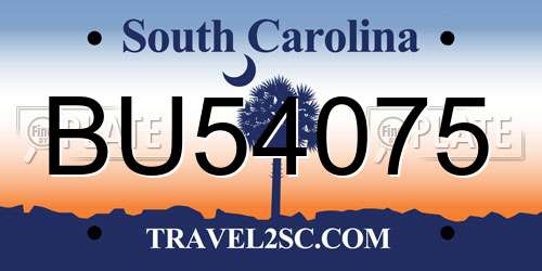 BU54075 South Carolina License Plate