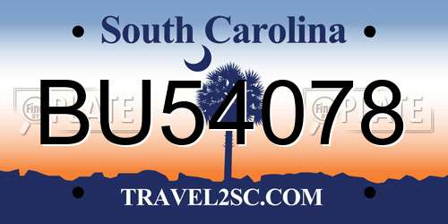 BU54078 South Carolina License Plate