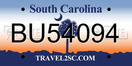 BU54094 South Carolina License Plate
