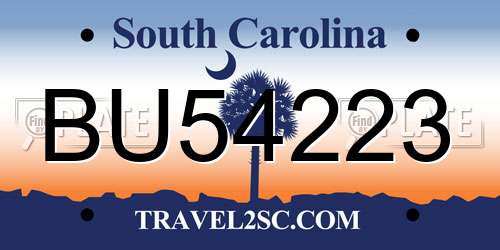 BU54223 South Carolina License Plate