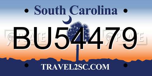 BU54479 South Carolina License Plate