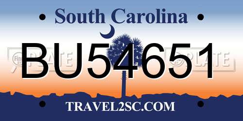 BU54651 South Carolina License Plate
