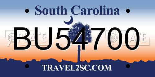 BU54700 South Carolina License Plate