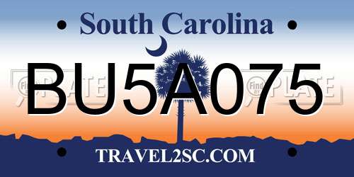 BU5A075 South Carolina License Plate