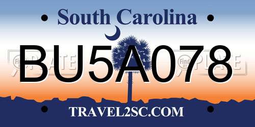 BU5A078 South Carolina License Plate