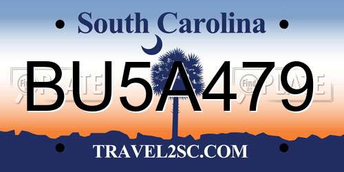 BU5A479 South Carolina License Plate