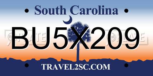 BU5X209 South Carolina License Plate
