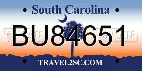 BU84651 South Carolina License Plate