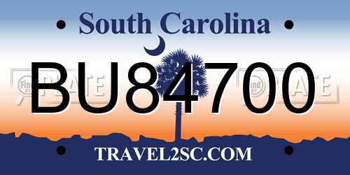 BU84700 South Carolina License Plate