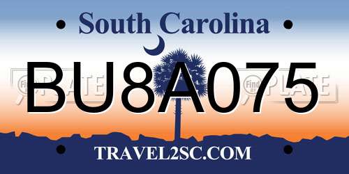 BU8A075 South Carolina License Plate