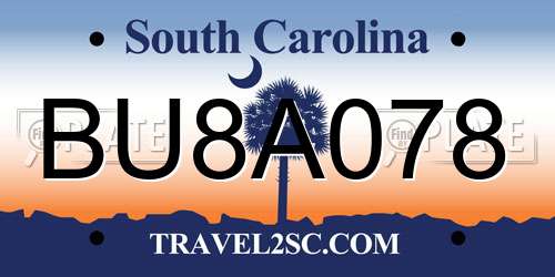 BU8A078 South Carolina License Plate