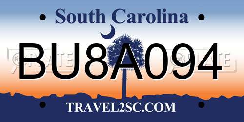 BU8A094 South Carolina License Plate
