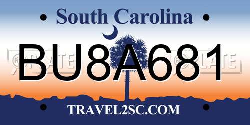 BU8A681 South Carolina License Plate