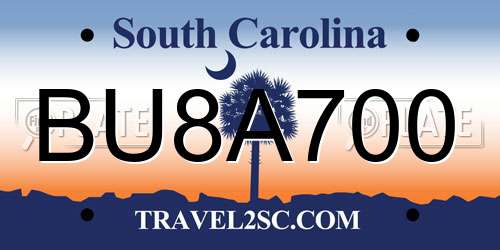 BU8A700 South Carolina License Plate