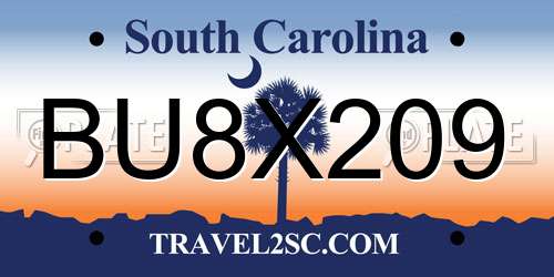 BU8X209 South Carolina License Plate