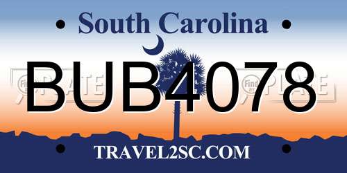 BUB4078 South Carolina License Plate