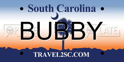 BUBBY South Carolina License Plate