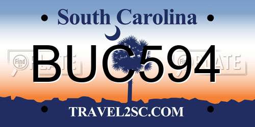 BUC594 South Carolina License Plate