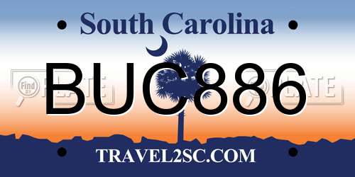 BUC886 South Carolina License Plate