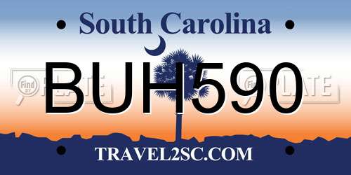 BUH590 South Carolina License Plate