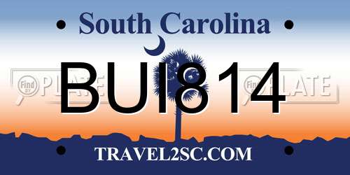 BUI814 South Carolina License Plate