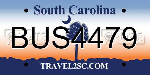 BUS4479 South Carolina License Plate