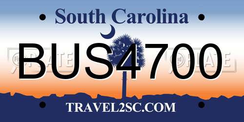 BUS4700 South Carolina License Plate