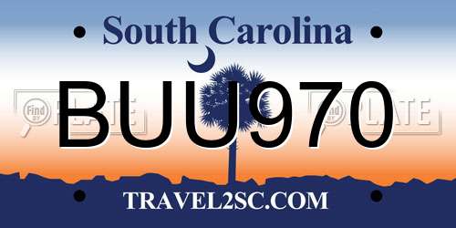 BUU970 South Carolina License Plate