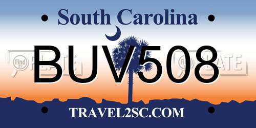 BUV508 South Carolina License Plate