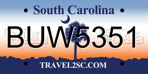 BUW5351 South Carolina License Plate
