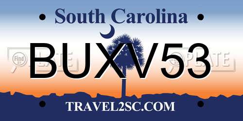 BUXV53 South Carolina License Plate