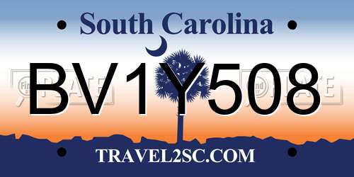 BV1Y508 South Carolina License Plate
