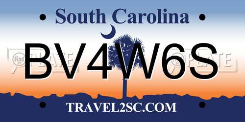 BV4W6S South Carolina License Plate