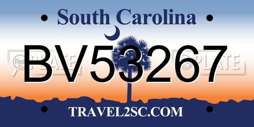 BV53267 South Carolina License Plate