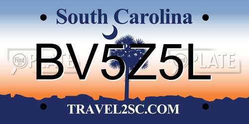 BV5Z5L South Carolina License Plate