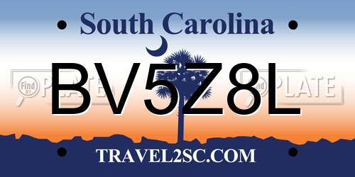 BV5Z8L South Carolina License Plate