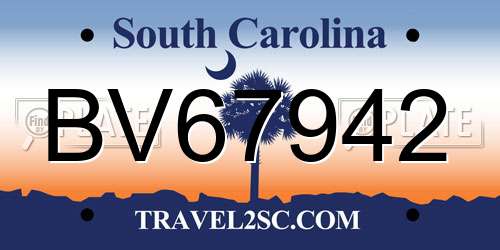 BV67942 South Carolina License Plate