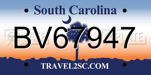 BV67947 South Carolina License Plate