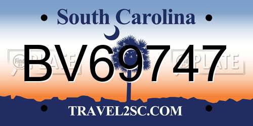 BV69747 South Carolina License Plate