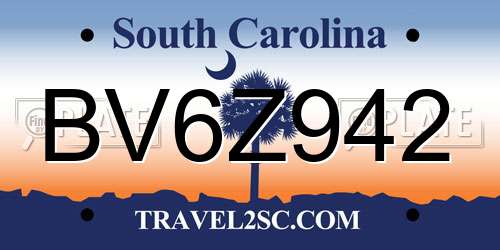BV6Z942 South Carolina License Plate